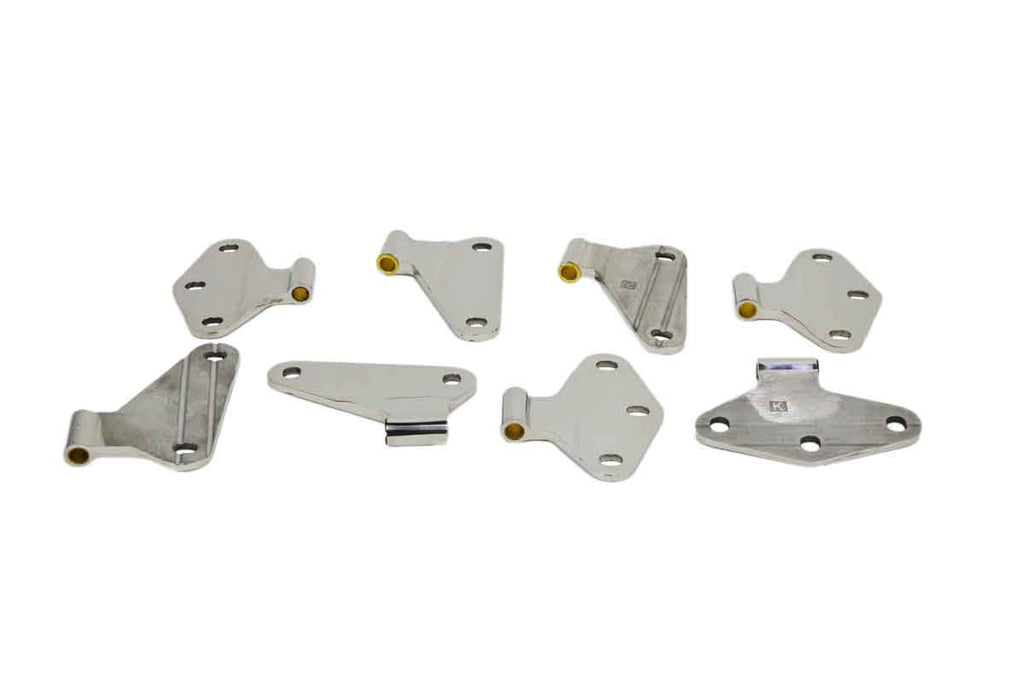 Kentrol T-304 stainless steel hinges for Jeep Wrangler JL, showcasing the polished stainless steel