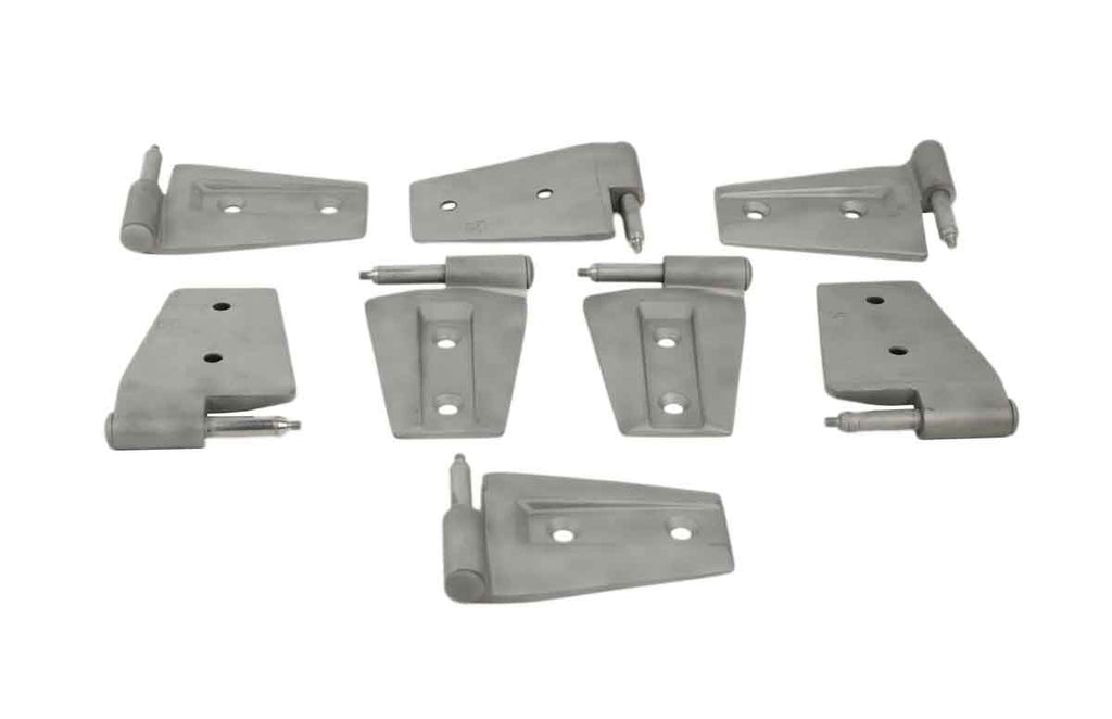 Kentrol T-304 stainless steel hinges for Jeep Wrangler JK, showcasing the sand blasted ready to paint.