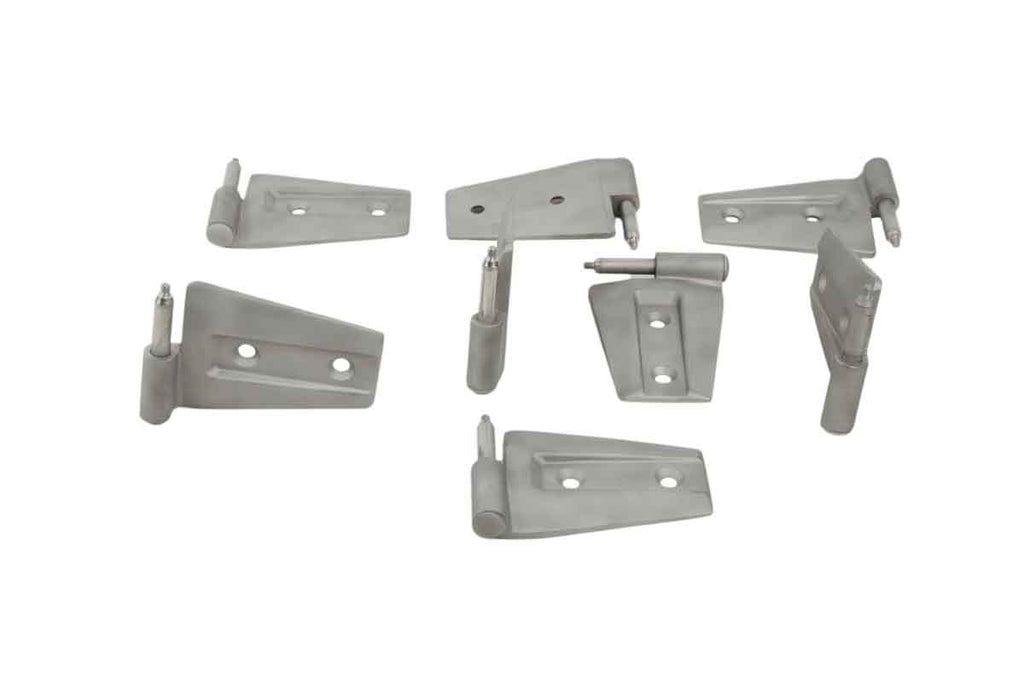 Kentrol T-304 stainless steel hinges for Jeep Wrangler JK, showcasing the sand blasted ready to paint.