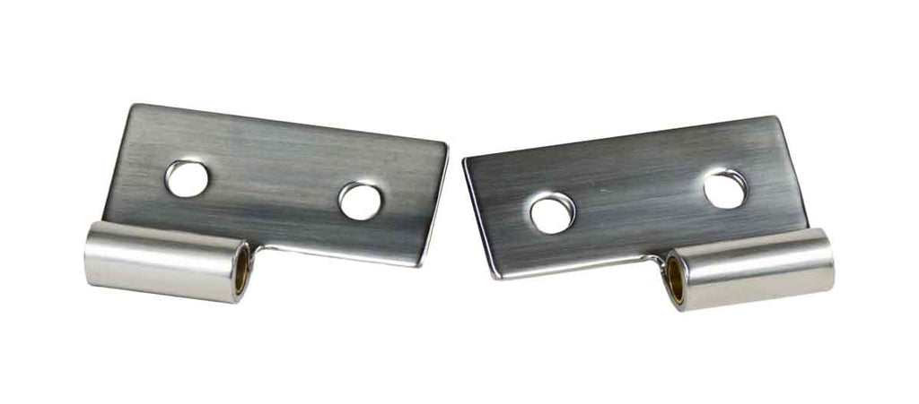Kentrol T-304 stainless steel hinges for Jeep Wrangler CJ, YJ & TJ, showcasing the polished stainless steel