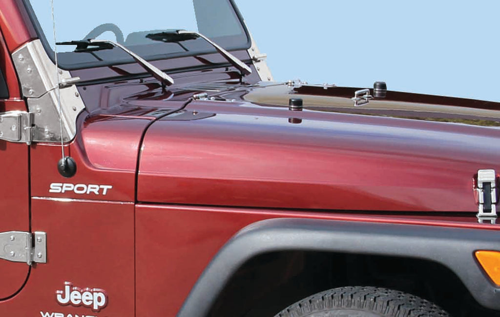 Kentrol Hood Kit for 1997-2006 Jeep Wrangler 30504 installed to the hood of the vehicle