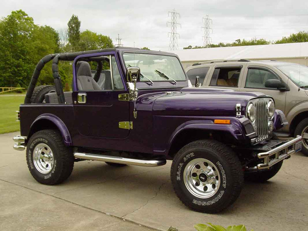 Side view of the Kentrol Headlight Bezels for 1972-1986 Jeep CJ 30537 installed to the vehicle