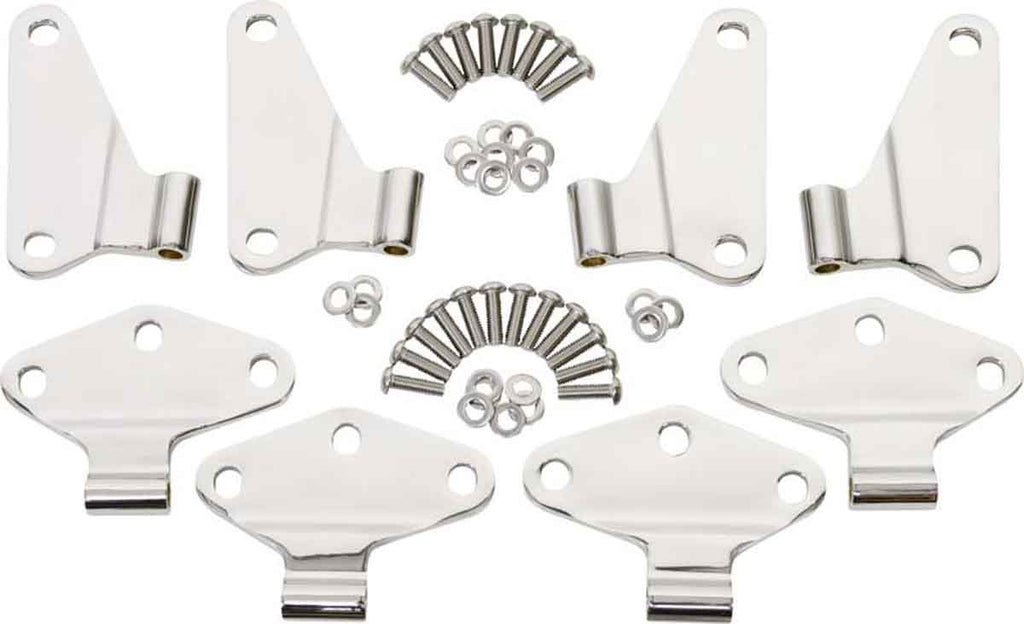 Kentrol T-304 stainless steel hinges for Jeep Wrangler JL, showcasing the polished stainless steel