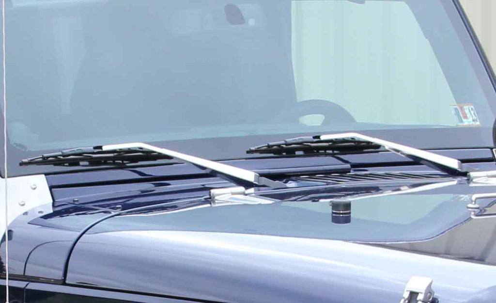 Side view of the Kentrol Windshield Wiper Arms for 2008-2018 Jeep Wrangler 30591 installed to the vehicle