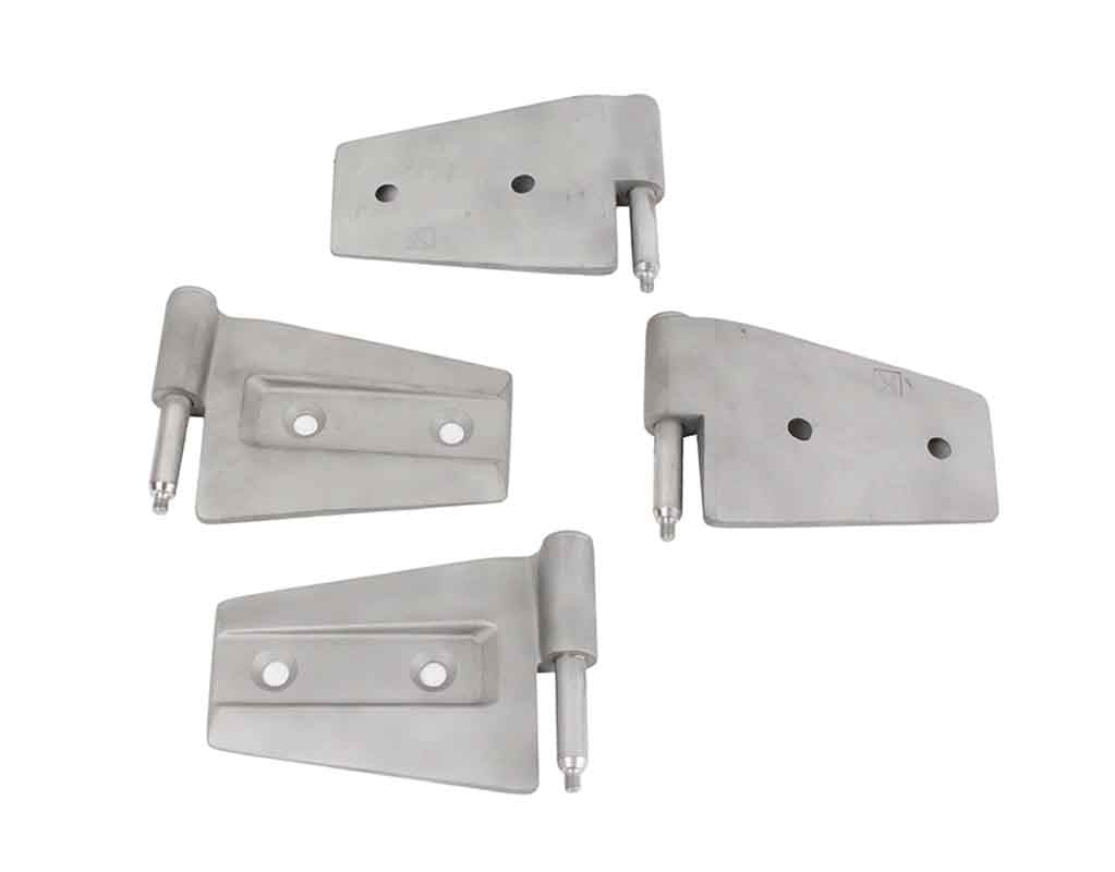 Kentrol T-304 stainless steel hinges for Jeep Wrangler JL, showcasing the sand blasted ready to paint