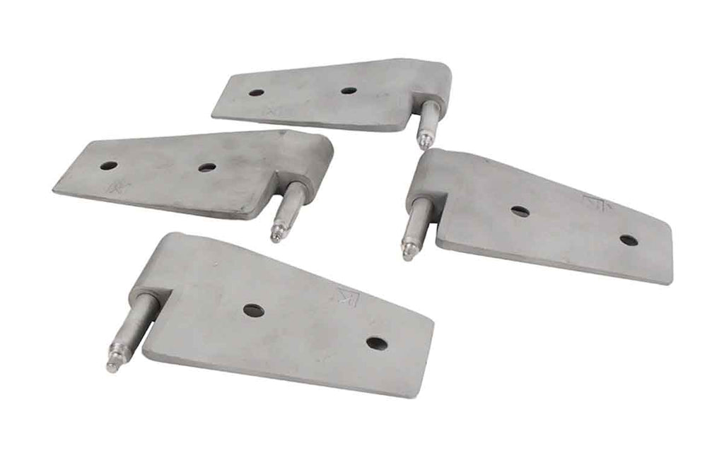 Kentrol T-304 stainless steel hinges for Jeep Wrangler JL, showcasing the sand blasted ready to paint