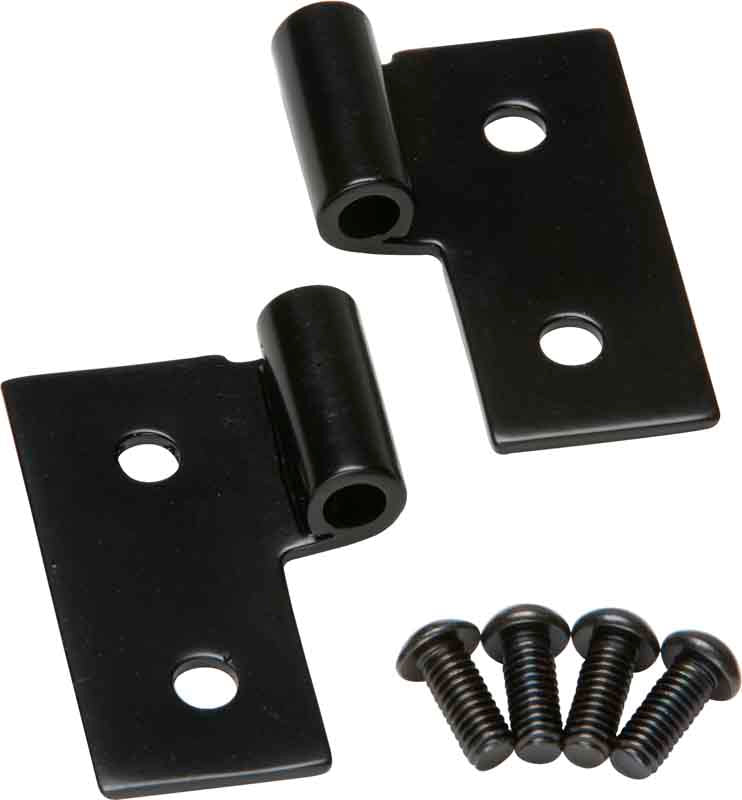 Kentrol T-304 stainless steel hinges for  Jeep CJ, YJ, TJ Wrangler, showcasing the gloss black powder coat finish.