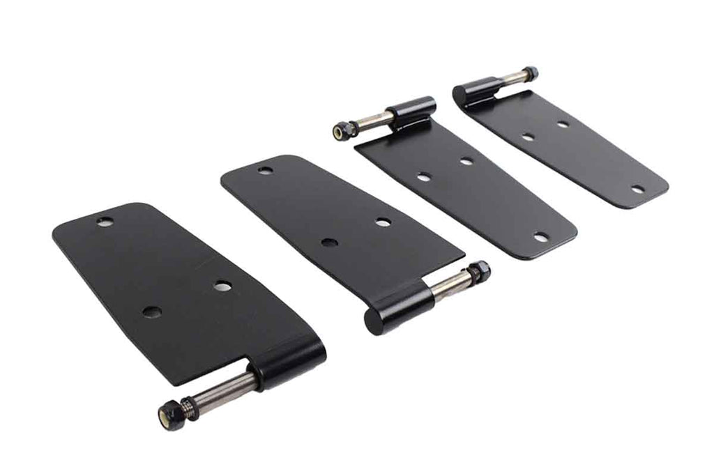 Kentrol T-304 stainless steel hinges for Jeep Wrangler JK, showcasing the gloss Black powder coated stainless steel