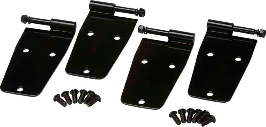 Kentrol T-304 stainless steel hinges for Jeep Wrangler JK, showcasing the gloss Black powder coated stainless steel