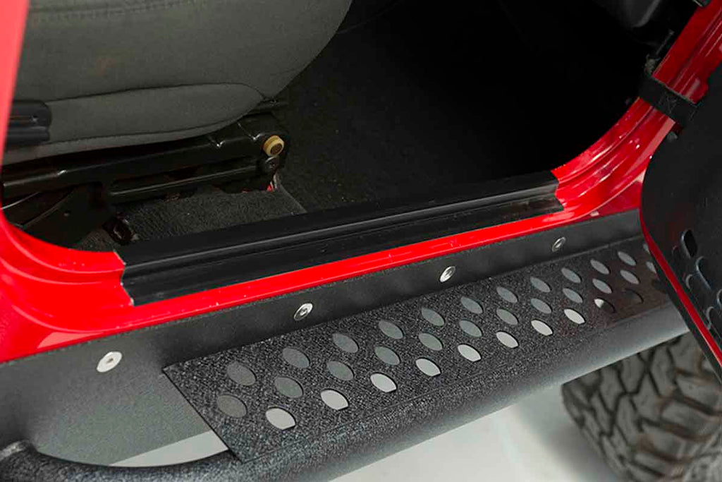One of the two Kentrol Entry Guards for 1997-2006 Jeep Wrangler 50494 installed to the vehicle