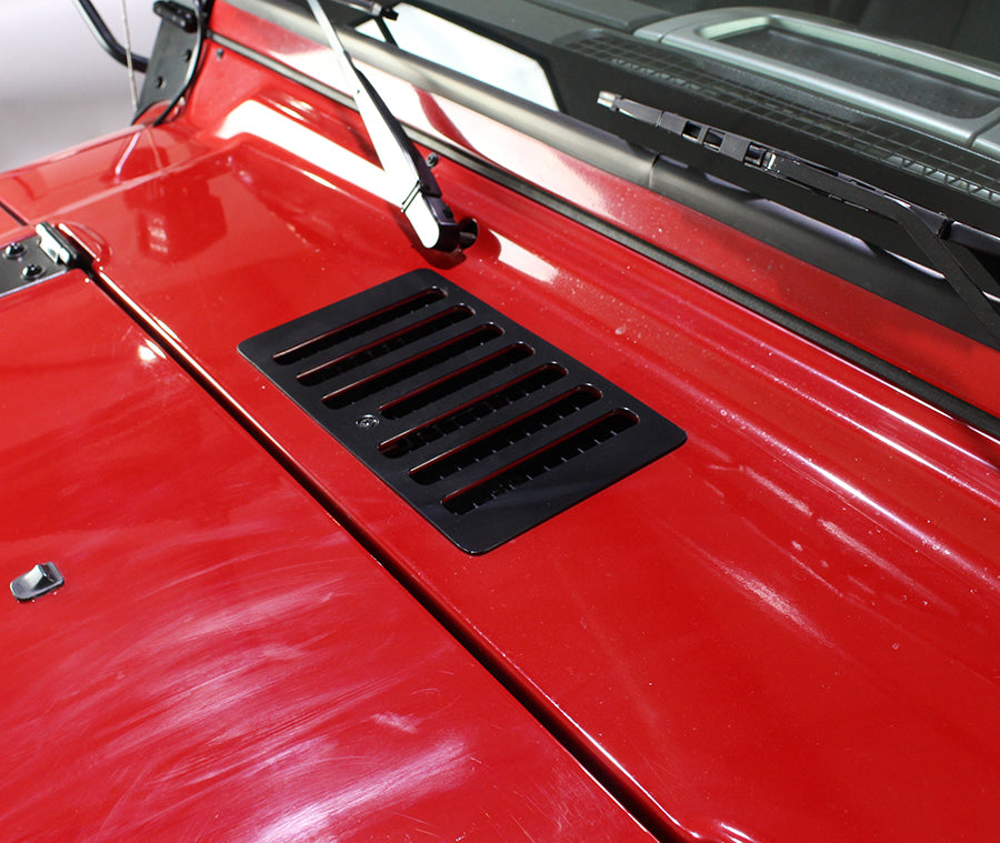 Side view of Kentrol Hood Vent for 1998-2006 Jeep Wrangler 50500 installed to the hood