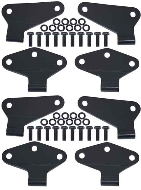 Kentrol T-304 stainless steel hinges for Jeep Wrangler JK, showcasing the powder coat finish.