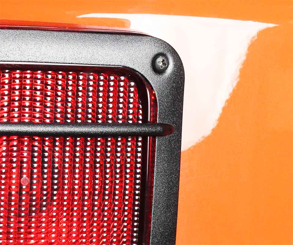 Close-up shot of the Kentrol Taillight Guards for 2007-2018 Jeep Wrangler 80582 installed to the vehicle