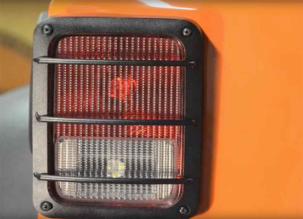Close-up shot of the Kentrol Taillight Guards for 2007-2018 Jeep Wrangler 80582 installed to the vehicle