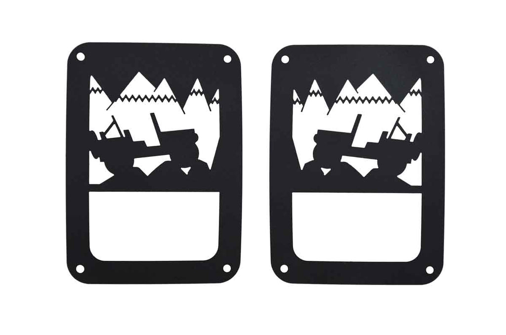 Opposing side views of the Kentrol Heritage Taillight Guards for 2007-2018 Jeep Wrangler 80702