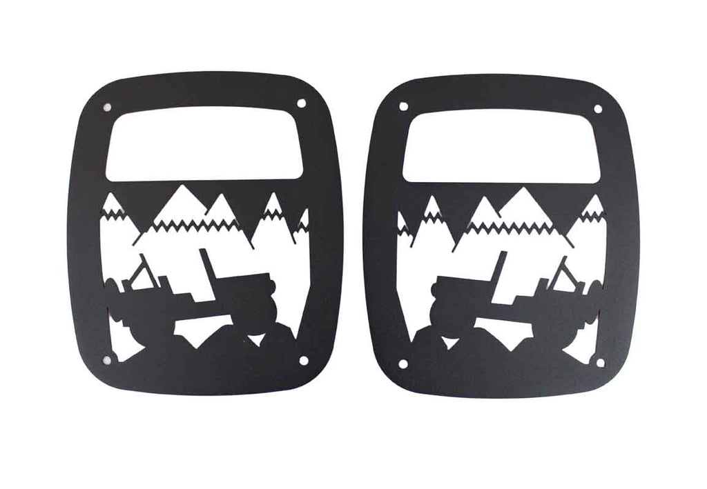 Opposing side views of the Kentrol Heritage Taillight Guards for 1976-2006 CJ/Wrangler 80709